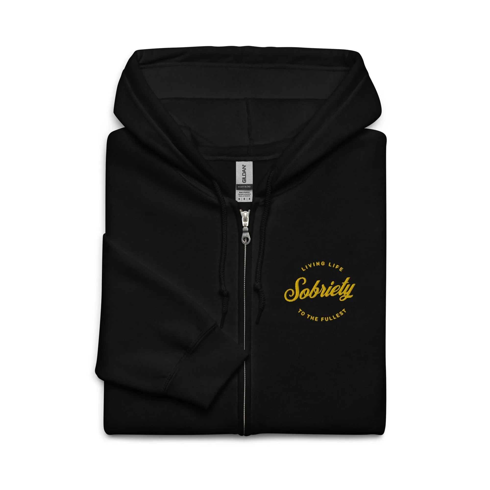 Sobriety, Living Life To The Fullest - Embroidered zip hoodie - Sobervation