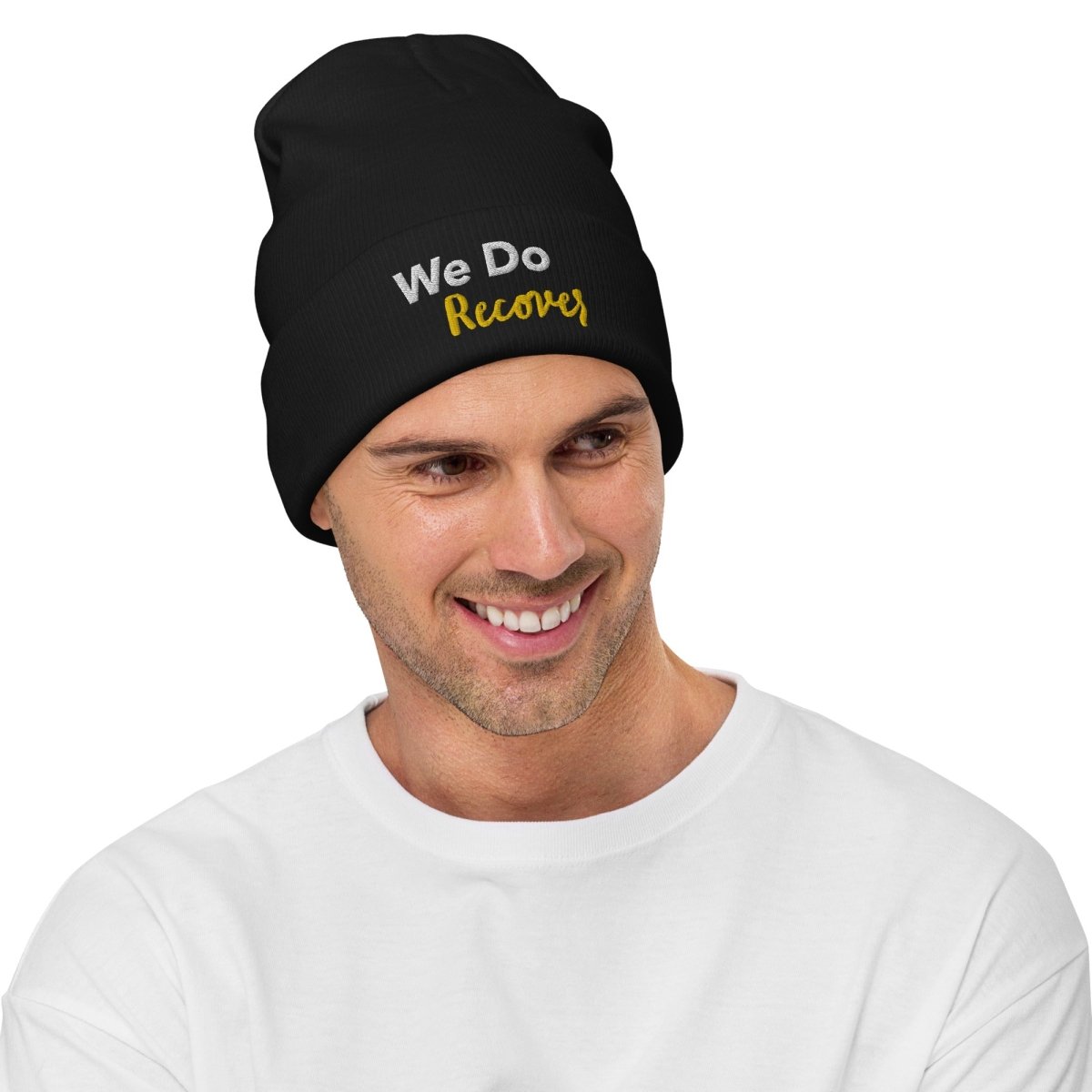 "We Do Recover" Embroidered Beanie - Cozy, Inspiring, Unisex - | Sobervation
